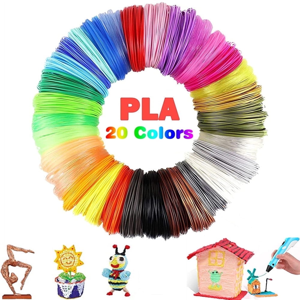 Tiergrade PLA 3D Printer Filaments with Accessories, for 3D Pens and Printers, 20 Colors
