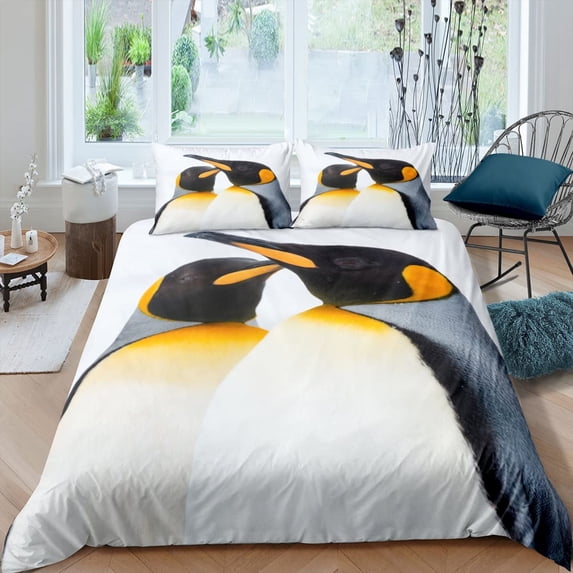 3D Penguin Duvet Cover Antarctic Animals for Women Kids Boys Winter Wildlife Theme for Bedroom ration King Size
