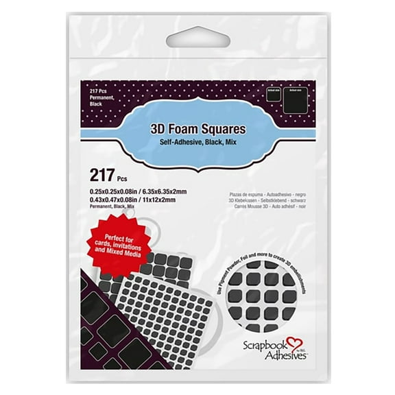 3D Permanent Double-Sided Foam Squares in Black, 10 Pack