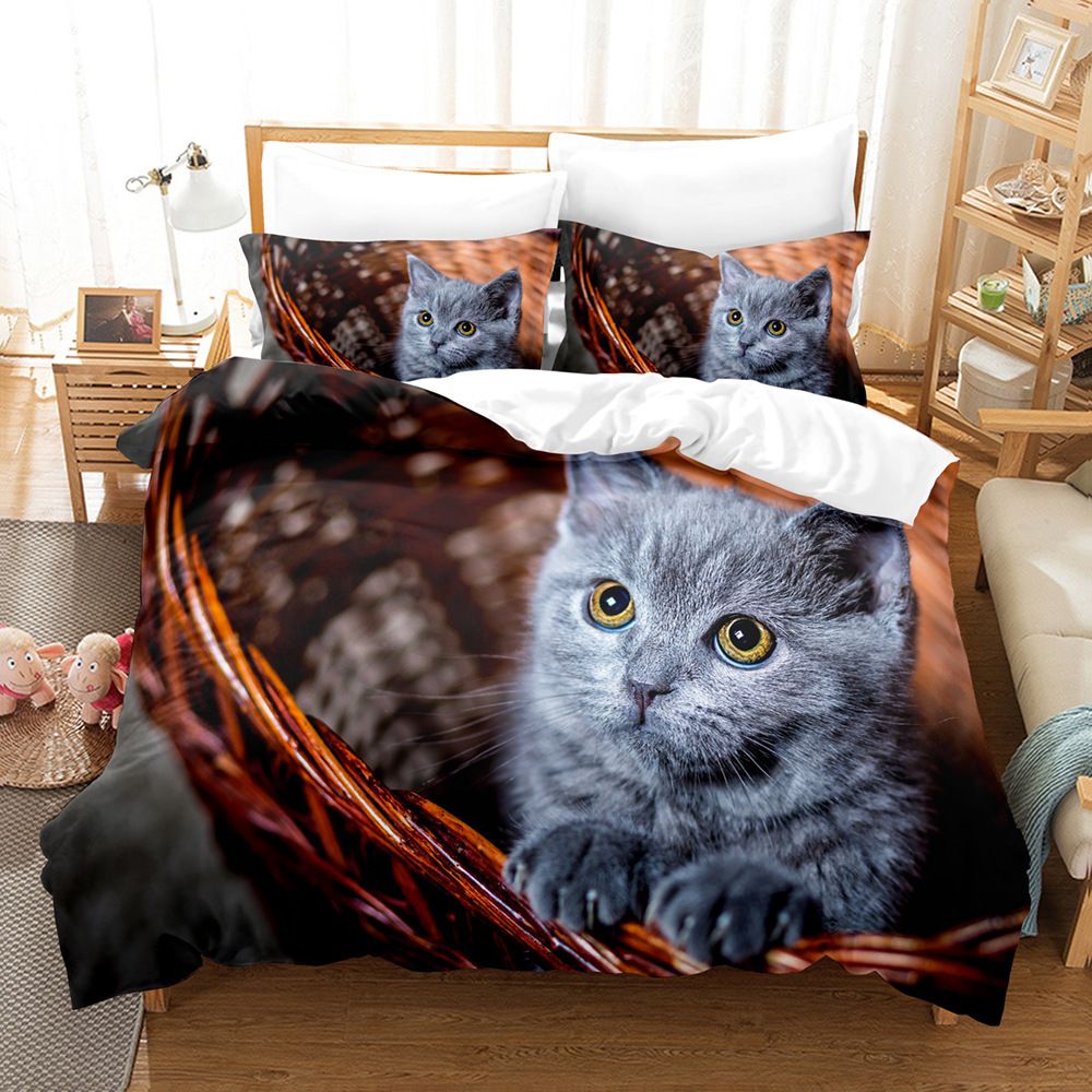 3D Pet Cats Print Bedding Sets, Cute Kitty Graphic Comforter Cover