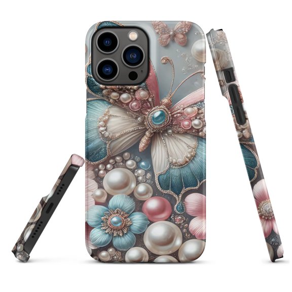 3D Phone Case, Butterfly and Pearls, Gift for Her, Mother's Day,Snap case for iPhone® 11, 12, 13, 14, 15, 16 (Matte, iPhone 13 Pro Max)