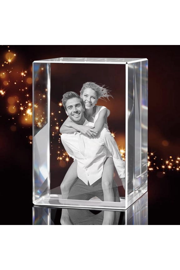 3D Photo Personalized Gift Custom Laser Engraved Picture in Optical Crystal Anniversary Gift