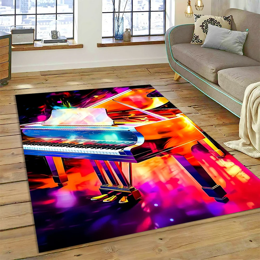 Musical Instrument Rug 3D Piano Key Music Instrument Cartoon Carpet Rug for Home Living Room ...