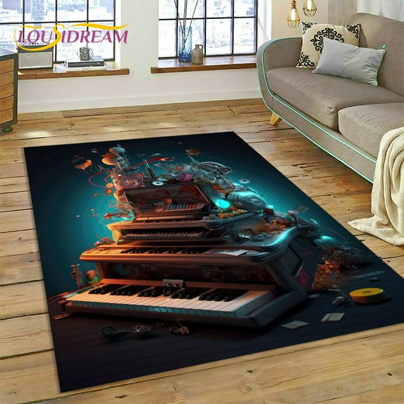 3D Piano Key Music Instrument Cartoon Carpet Rug for Home Living Room Bedroom Sofa Doormat r kid Area Rug Non-slip Floor Mat