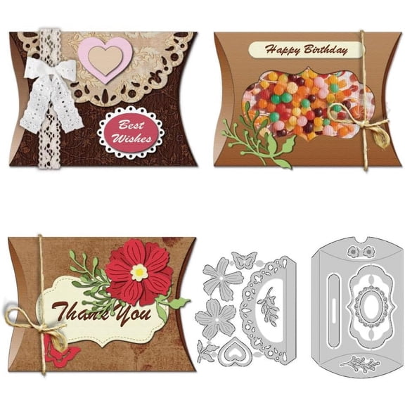 3D Pillow Box Die Cuts Carbon Steel Gift Box Die Cuts Cutting Dies Christmas Stencils Scrapbooking Embossing Template Dies