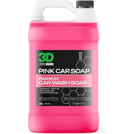 3D Pink Car Soap – 1 Gallon |Ph Neutral Car Wash Soap with High Suds & Cherry Scent | Scratch-Free, High Gloss Shine | Safe on Wax & Sealants | Weekly Car Care