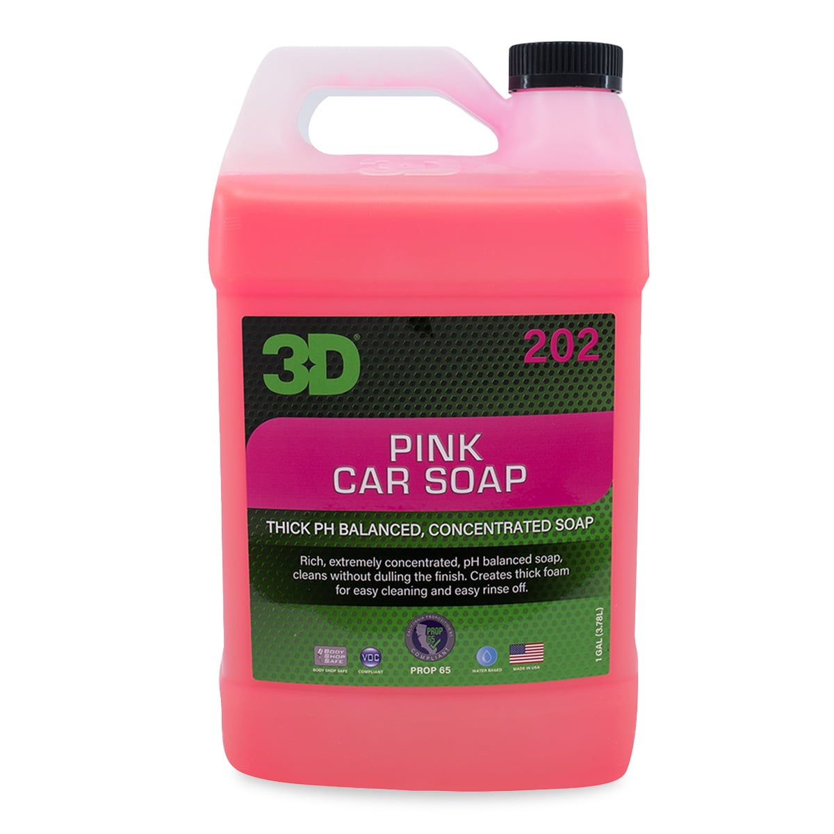 3D Pink Car Wash Soap - pH Balanced, Easy Rinse, Scratch Free Car Soap 1  Gallon