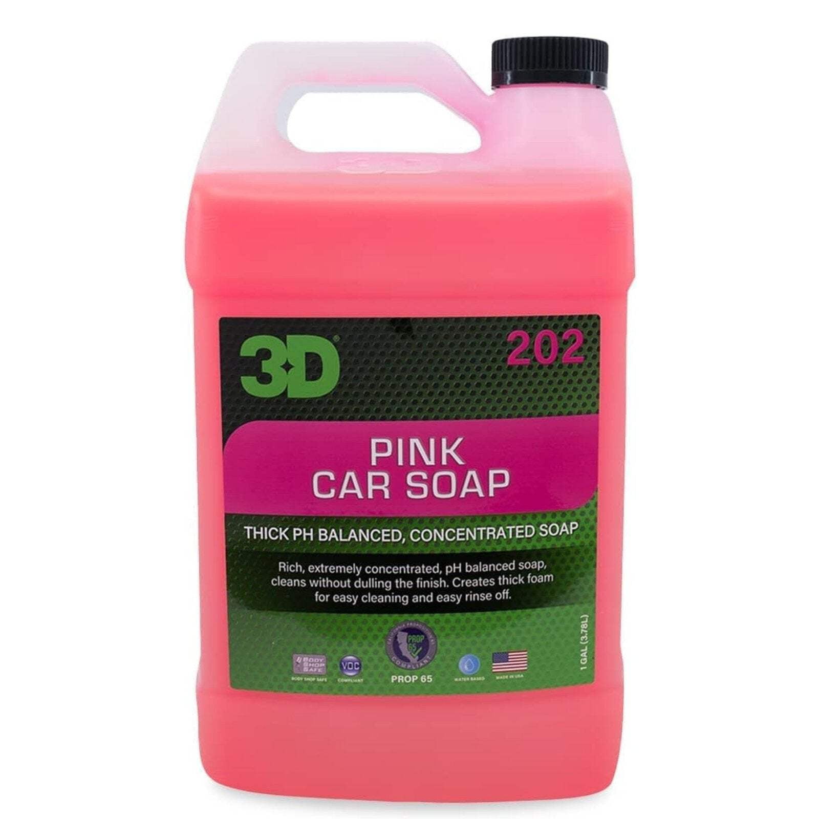 3D Pink Car Wash Soap - pH Balanced, Easy Rinse, Scratch Free Car Soap 1 Gallon