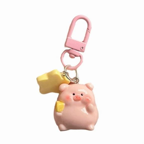 3D Pink Pig Keychain Pendant Cute Cartoon Resin Charm Key Rings Personalized Hangings Keychain for Girls and Students