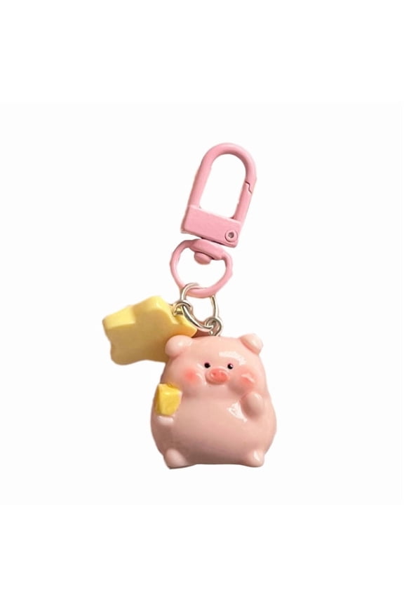 3D Pink Pig Keychain Pendant Cute Cartoon Resin Charm Key Rings Personalized Hangings Keychain for Girls and Students