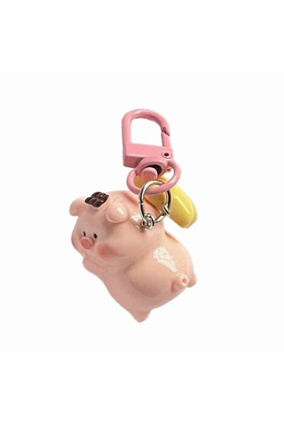 3D Pink Pig Keychain Pendant Cute Cartoon Resin Charm Key Rings Personalized Hangings Keychain for Girls and Students