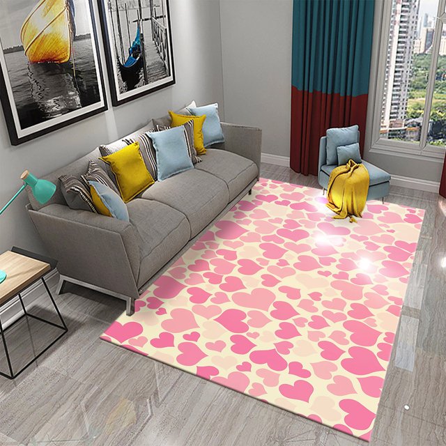 3D Pink Purple Love Heart Carpet Living Room Couple Bedroom r Floor