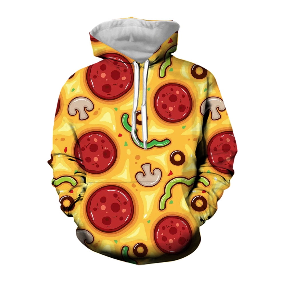 3D Pizza Style Mens Hoodies Aesthetic Clothing Casual Fashion Baggy Streetwear Oversized Hoodie