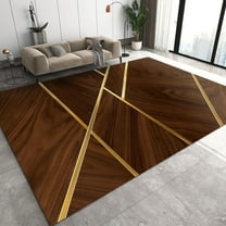 3D Plank Patterned Area Rugs, Golden Line Carpet, Floor Mat Soft to The Touch Non-Slip and Non-Fading Suitable for Living Room Bedroom Coffee Shop,2'x3'