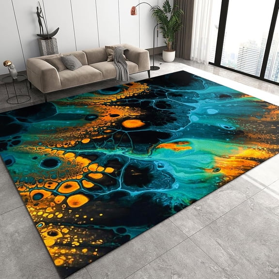 3D Plant Leaves Area Rugs, Tropical Rainforest Green and White Flower Branches Porch Mat, Carpet Mat Machine Washable Durable Enough Apply to Bedroom Living Room 3x4ft