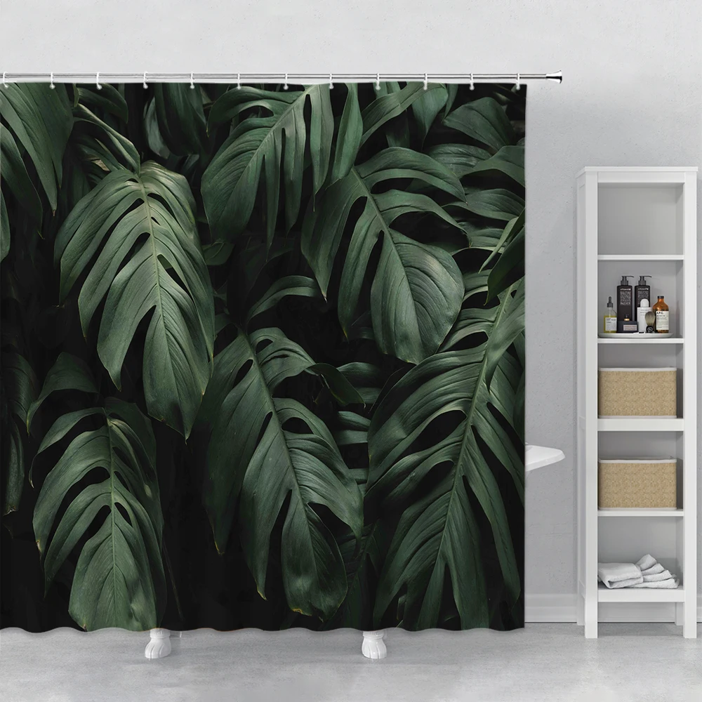 3D Plant Leaves Shower Curtain Aesthetic Curtain For The Room Bathroom