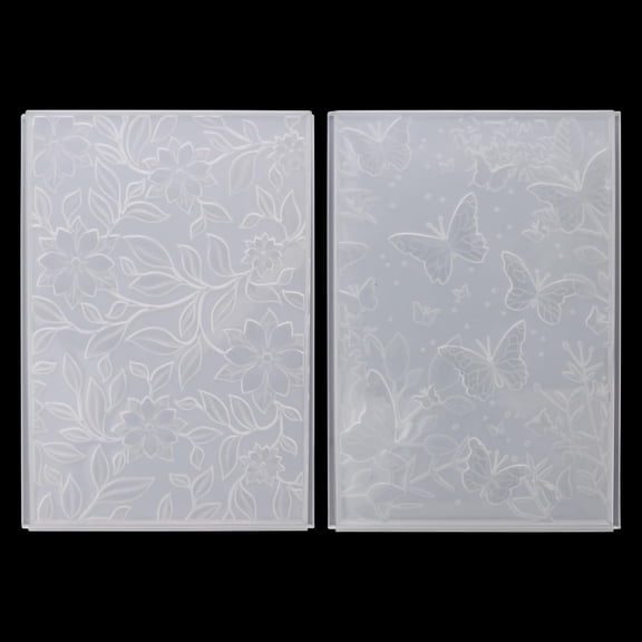 3D Plastic Embossing Folders, 2Pcs of 3D Concave Convex Embossing Molds for Butterfly Flowers Card Making Embossing Machine Embossing Folder Template