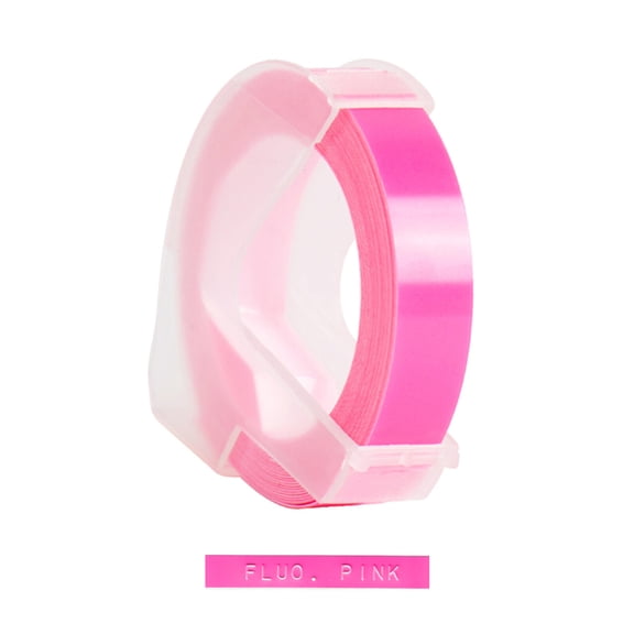 3D Plastic Embossing Label Tape Refill for DYMO 12965 1610 Label Maker with 3/8 Inch * 9.8 feet, 1 Roll Fluorescent Pink