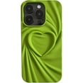 thumbnail image 1 of 3D Pleated Heart Pattern Solid Color Personalized Phone Case Skin Feel Compatible with iPhone 15, Green, 1 of 8