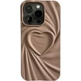 thumbnail image 1 of 3D Pleated Heart Pattern Solid Color Personalized Phone Case Skin Feel Compatible with iPhone 15 Pro Max, Brown, 1 of 8