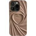 thumbnail image 1 of 3D Pleated Heart Pattern Solid Color Personalized Phone Case Skin Feel Compatible with iPhone 15 Pro Max, Brown, 1 of 8