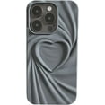 thumbnail image 1 of 3D Pleated Heart Pattern Solid Color Personalized Phone Case Skin Feel Compatible with iPhone 15 Pro Max, Grey, 1 of 7