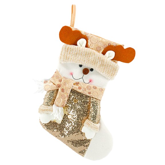 3D Plush Christmas Stocking with Santa Snowman Design - Hanging Sock Holder for Xmas Tree Fireplace Mantle Stairway Holiday Decorations Ornament Gift Bag