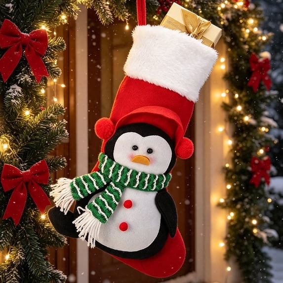 3D Plush Christmas Stockings, Stockings for Family, Embroided, Xmas Character for Family Holiday Christmas Party Decorations