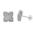 thumbnail image 1 of 3D Pointed X Rhodium CZ Bling Bling Earrings, 1 of 1