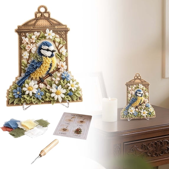 3D Poking Art Memory Kit,3D Fabric Poke Art Memory Lantern Set,Bird Themed No‑Sew DIY Craft Kits,Screen‑Free Poking Art Hobby Pack,Craft Project Bundle for Gift,Leisure,Home Decor,Daily