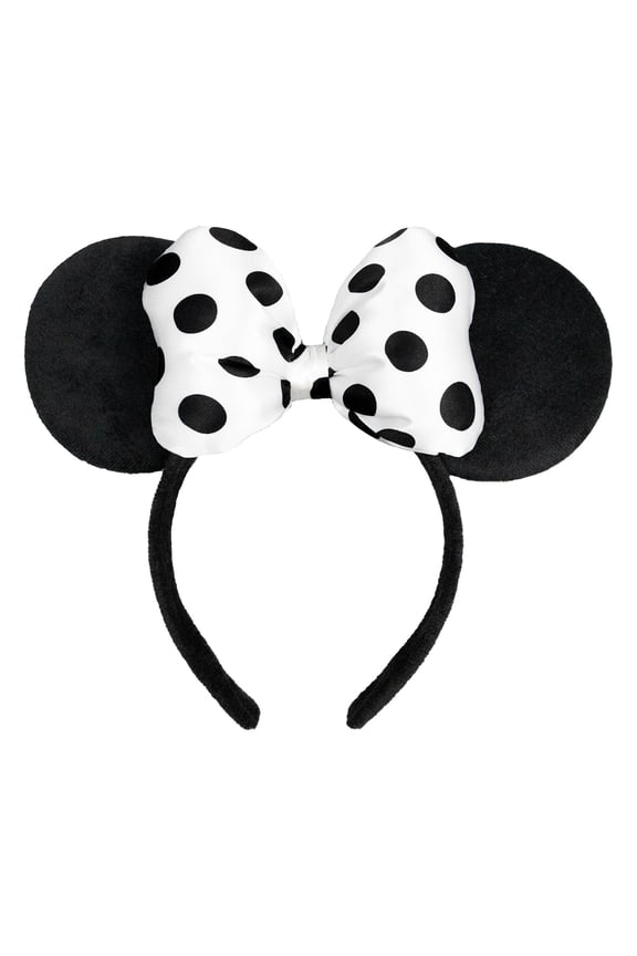 3D Polka Dot Velvet Mouse Ear Hair Bow Headband,Amusement Photography Headband, Fashion Headwear for Women Girls (3D satin white)