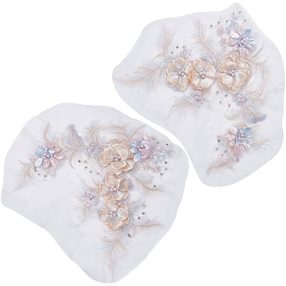 3D Polyester Computerized Embroidery Cloth Sew on Appliques with Plastic Beads Moccasin 255x310x0.9~7mm