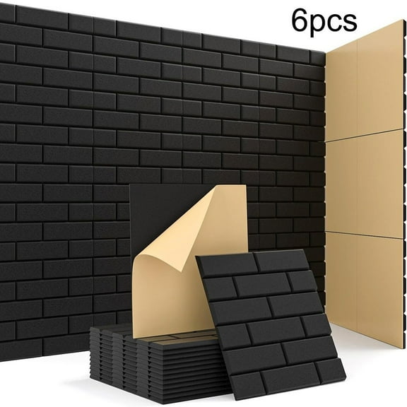 3D Polyester Fiber Acoustic Wall Panels,Sound Absorbing Decorative Felt Boards for Home Office Studio (6 Pack,30x30cm)