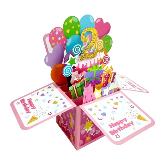 3D Pop Up 1st Birthday Greeting Cards, Happy First Birthday Wish Keepsake Cards With Envelope,Sturdy Pop Up Structure Vivid Print Personalized Message Space Cards,Holiday Birthday Gift Card,C-style