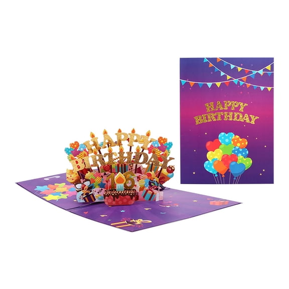 3D Pop Up Birthday Card with Light & Music Happy Birthday Greeting Card with DIY Number Inserts, Premium Paper Craft Gift for Men, Women, Kids, and All Ages