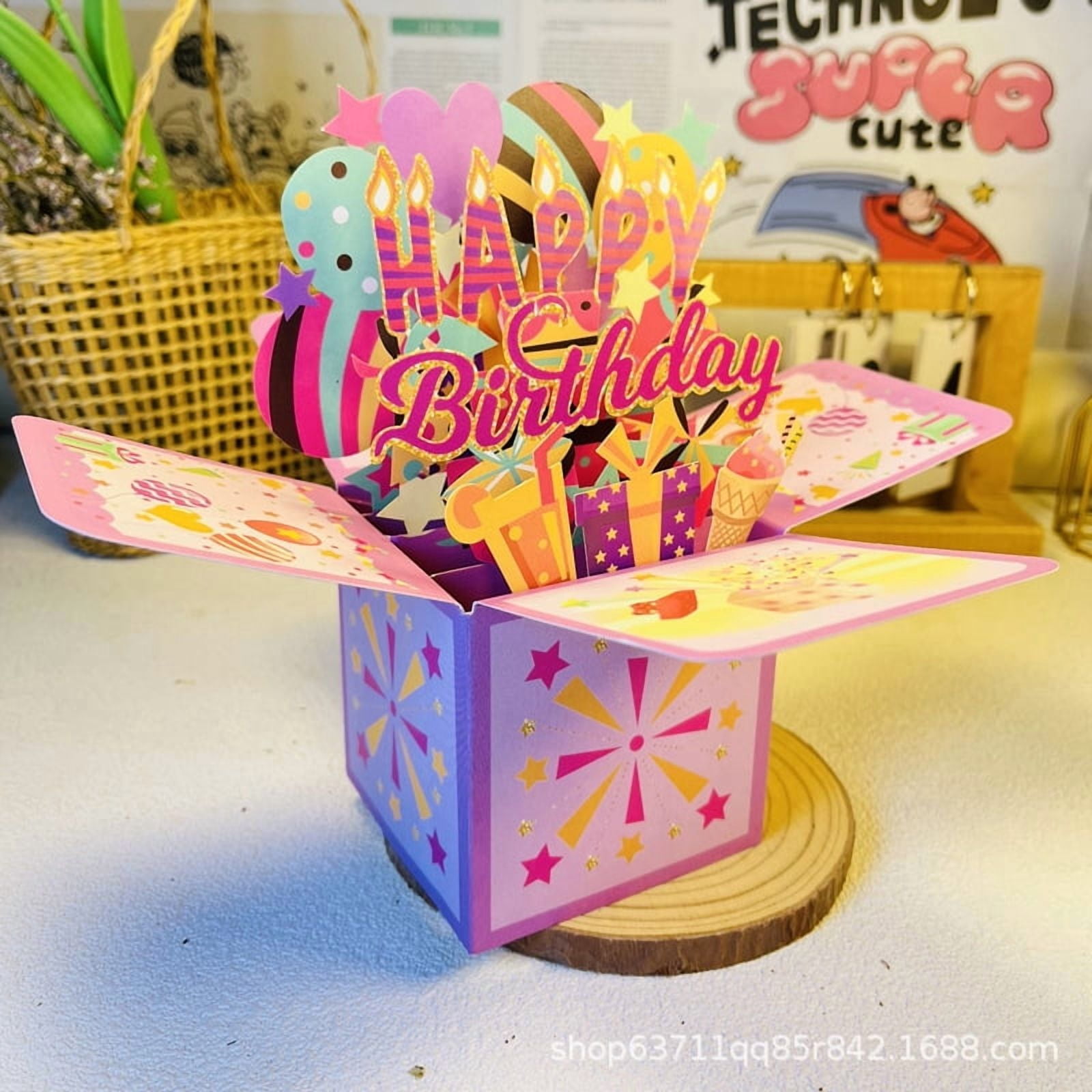 3D Pop Up Birthday Card - Sweet Birthday Box Greeting Card Box with ...