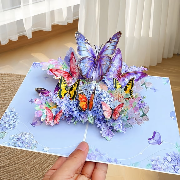 3D Pop Up Birthday Cards Mothers Day Card,Handmade Flowers Box Greeting Cards with Note and Envelope , Funny Butterfly Birthday Cards for Mother's Day, Thanksgiving, Women's Day, Anniversary