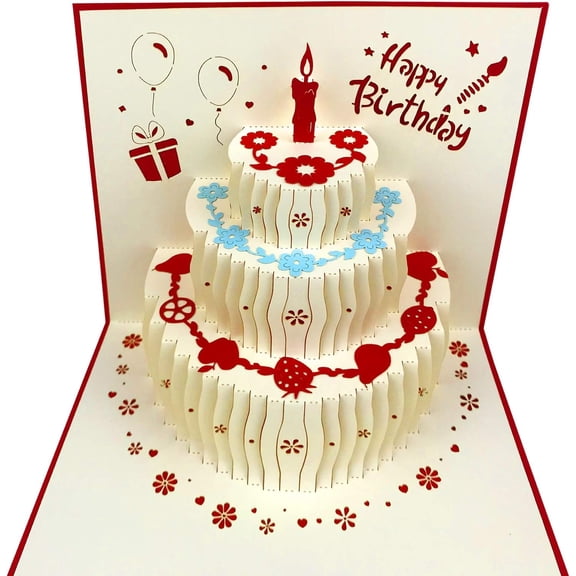 3D Pop Up Birthday Cards,Warming LED Light Birthday Cake Music Happy Birthday Card Postcards Pop Up Greeting Cards Happy Birthday Cards Best for Mom,Wife,Sister,Boy,Girl,Friends 1 Pack