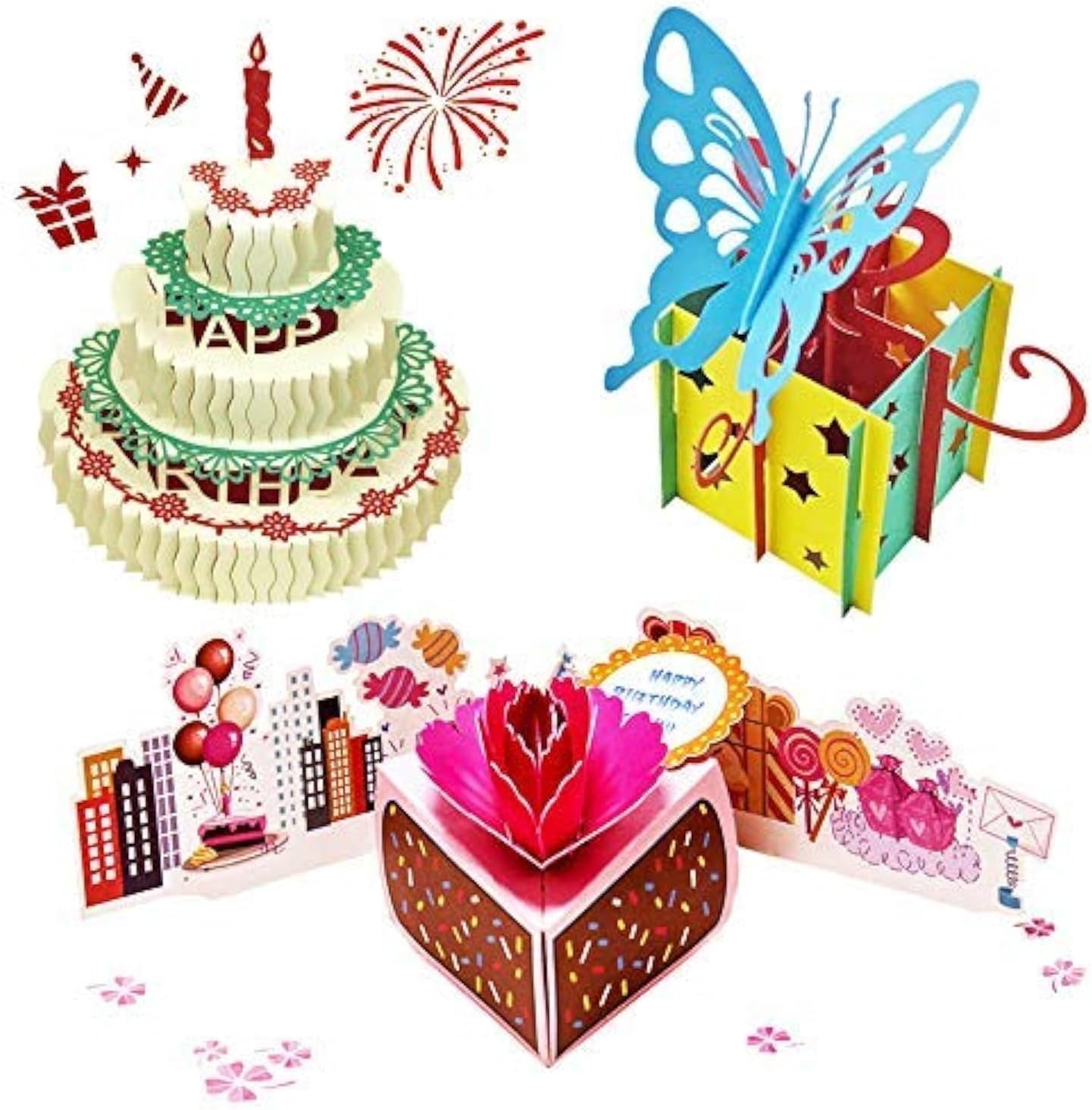 3D Pop Up Birthday Cards,Warming LED Light Birthday Cake Music Happy ...