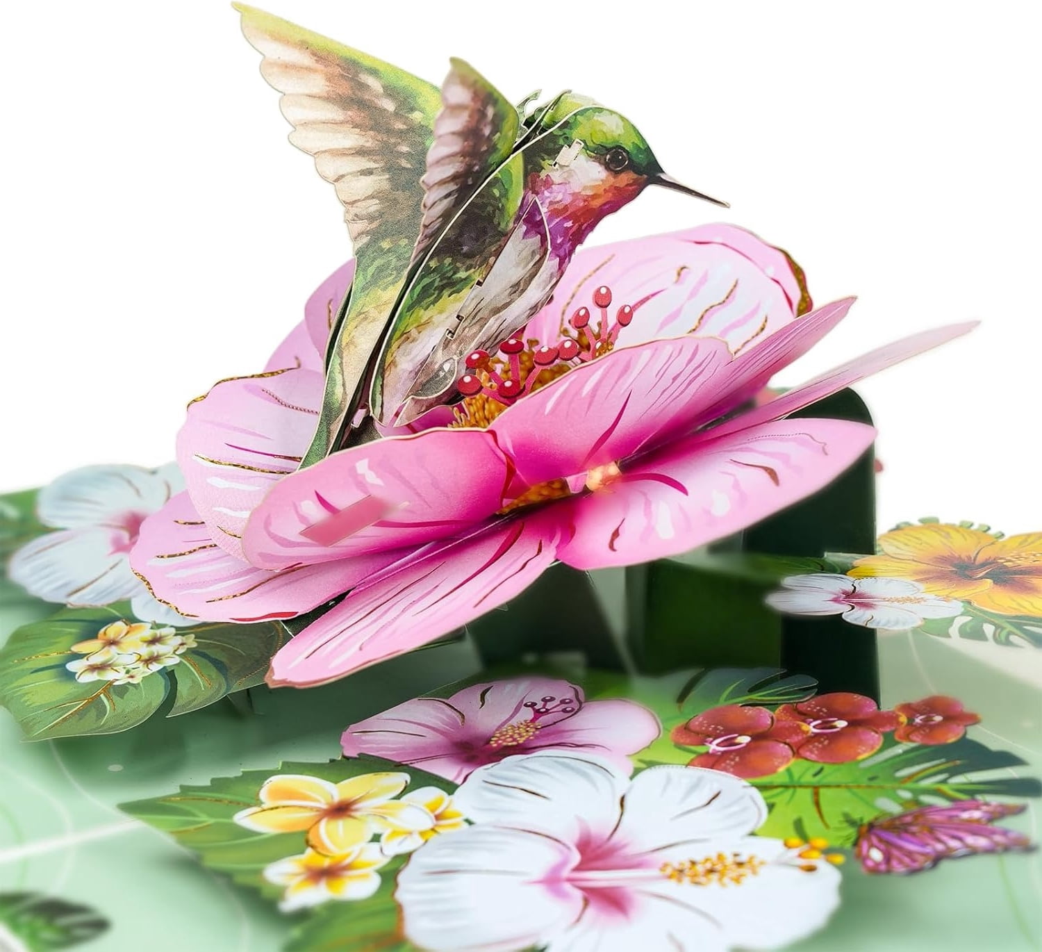3D Pop Up Birthday Cards for Women - Beautiful hummingbird & Flower Greeting Card with Envelope - Perfect Mother's Day, Wife, Mom, Sister, Friend Gift - Handmade 3D Paper Art Card