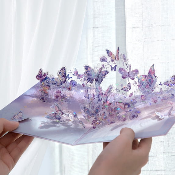 3D Pop Up Butterfly Greeting Card For Women- Bronzing Sparkle Butterfly Birthday Card & Flower Bouquet Design, Ideal for Graduation,Thank You ,Anniversary , Birthday
