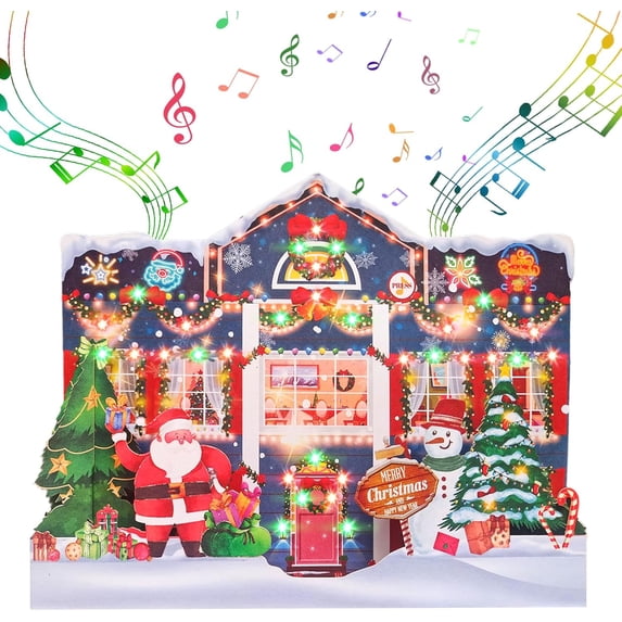 3D Pop Up Christmas Cards with Music and Lights, Animated Christmas ...
