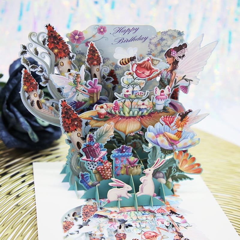 3D Pop UP Happy Birthday Greeting Invitation Cards Laser Cut Gift Card ...