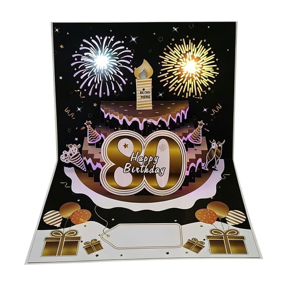 3D Pop-Up Birthday Card with Real Singing Voice and Light Show, Blow-Out Candles Interactive Music Greeting Card for Kids & Adults – Festive Cake Design for Birthday Party Gift