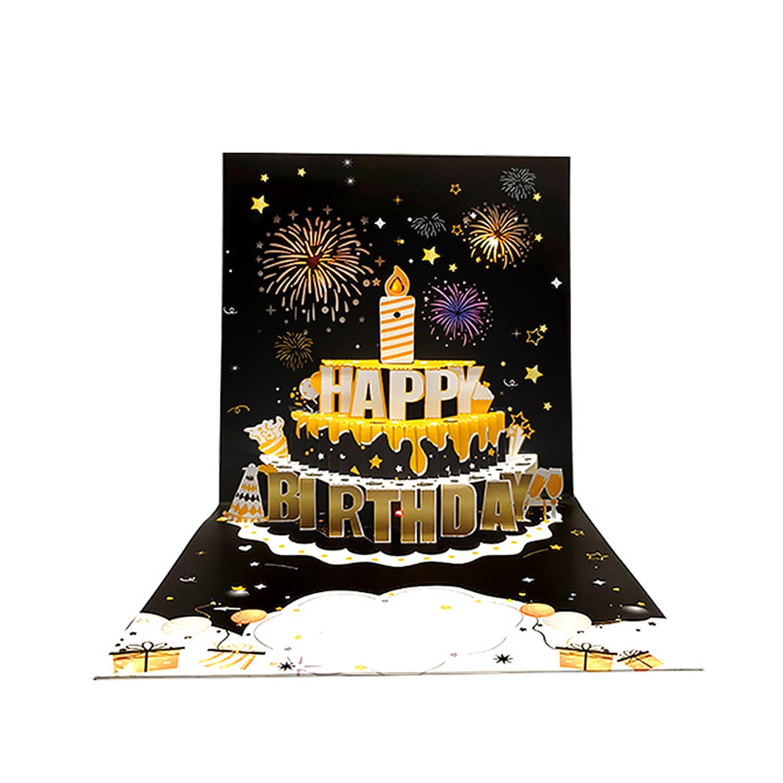 3D Pop Up Birthday Card with Cake and Fireworks Design, Perfect for ...