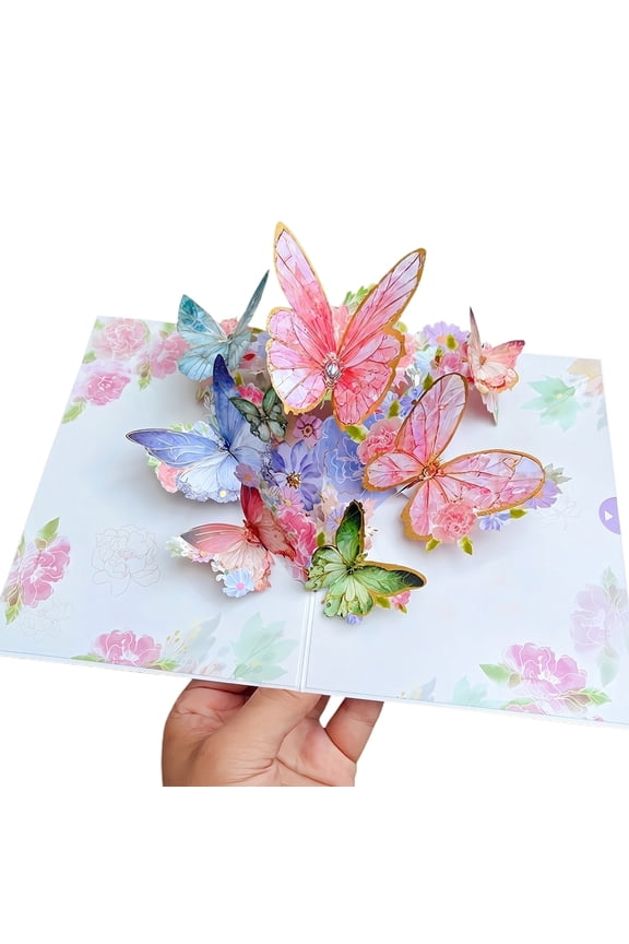 3D Pop Up Butterfly Bouquet Greeting Card Handmade Paper Flower Design for Birthday Anniversary Holiday Gift