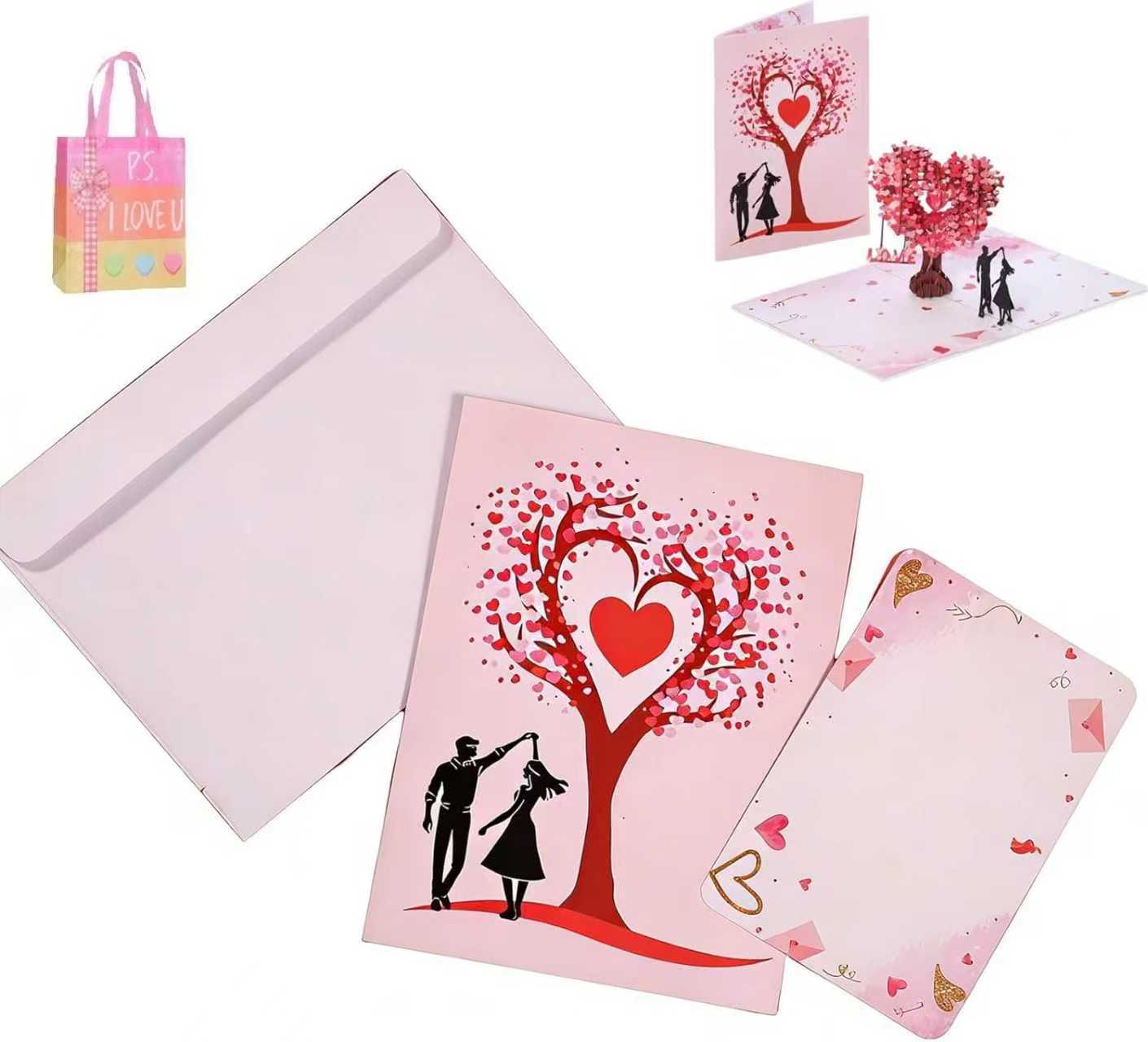 3D Pop Up Card for Valentine's Day - Romantic Heart Tree Love Card with ...