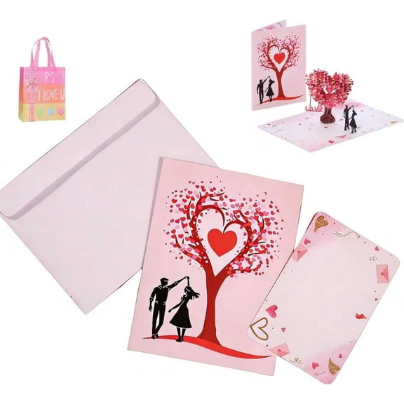 3D Pop Up Card for Valentine's Day - Romantic Heart Tree Love Card with Dancing Couple, Perfect Anniversary, Wedding, or Birthday Gift(XX)