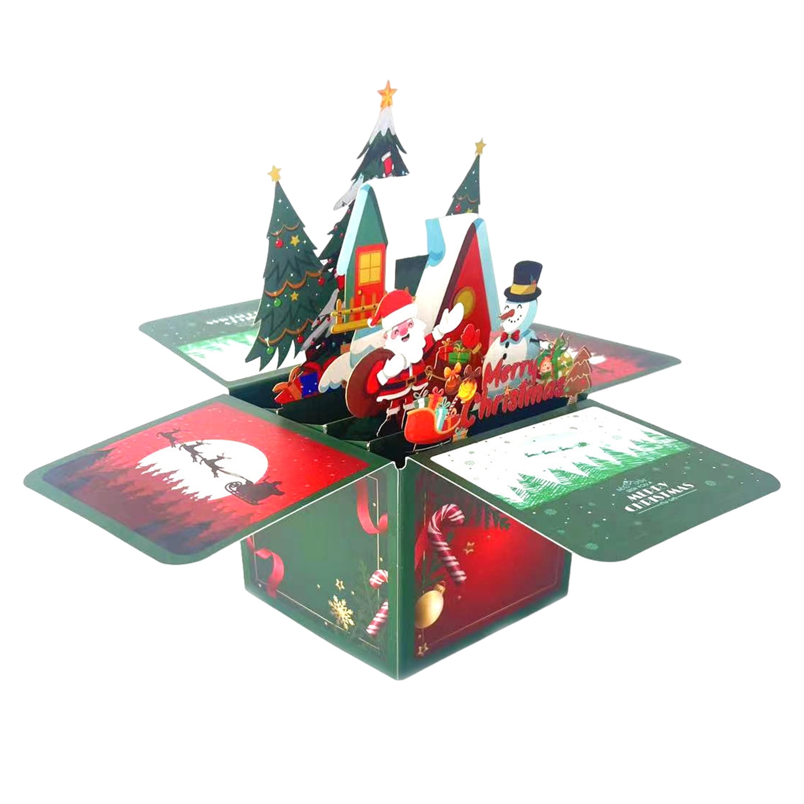 3D Pop Up Christmas Cards Handmade 3D Greeting Card Gift Box with ...