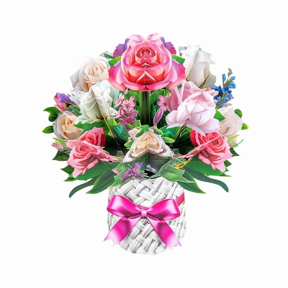 3D Pop-Up Flower Bouquet Greeting Card with Envelope & Blank Note – Keepsake Display Card for Mother’s Day, Teacher Appreciation, Thanksgiving, Graduation & Birthday – 6 Floral Designs